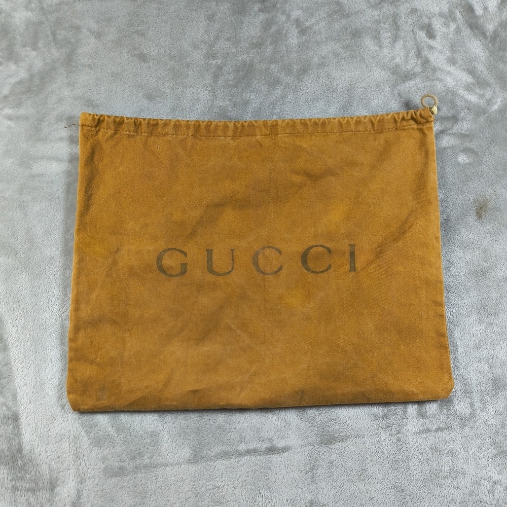 Gucci Dust Bag Small 15x12 Brown Tan Storage Shoes Purse Italy Cotton